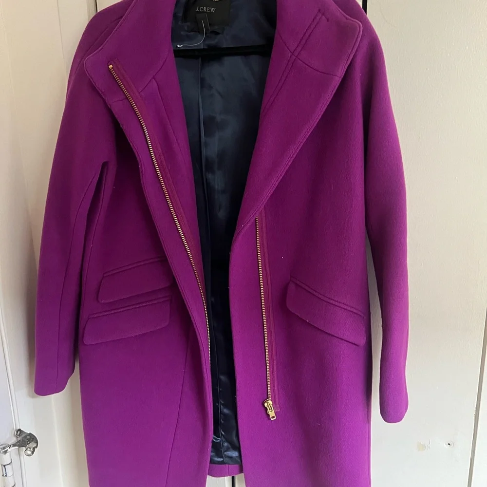 J.Crew Cocoon Coat in Italian Stadium Cloth – Bright Plum Purple – Size 6 - Picture 4 of 16
